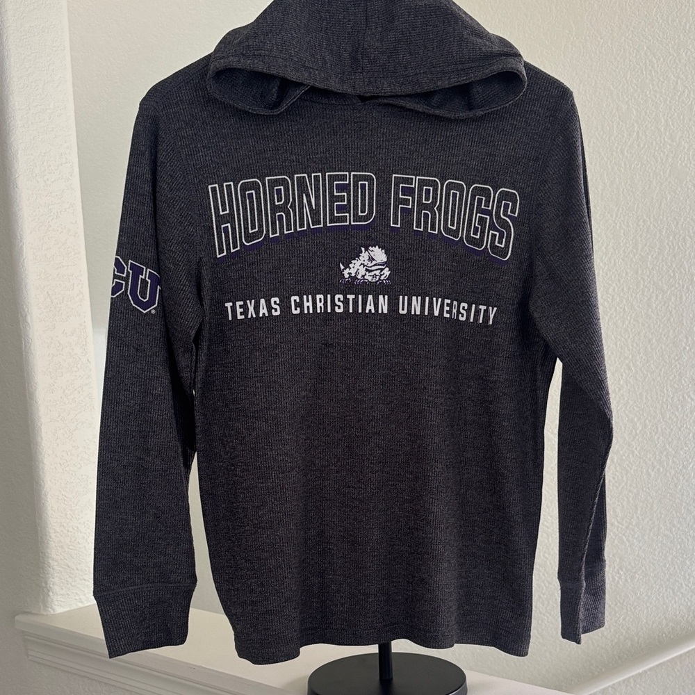 Colosseum Horned Frogs Texas Christian University Black Long Sleeve Hoodie Tee